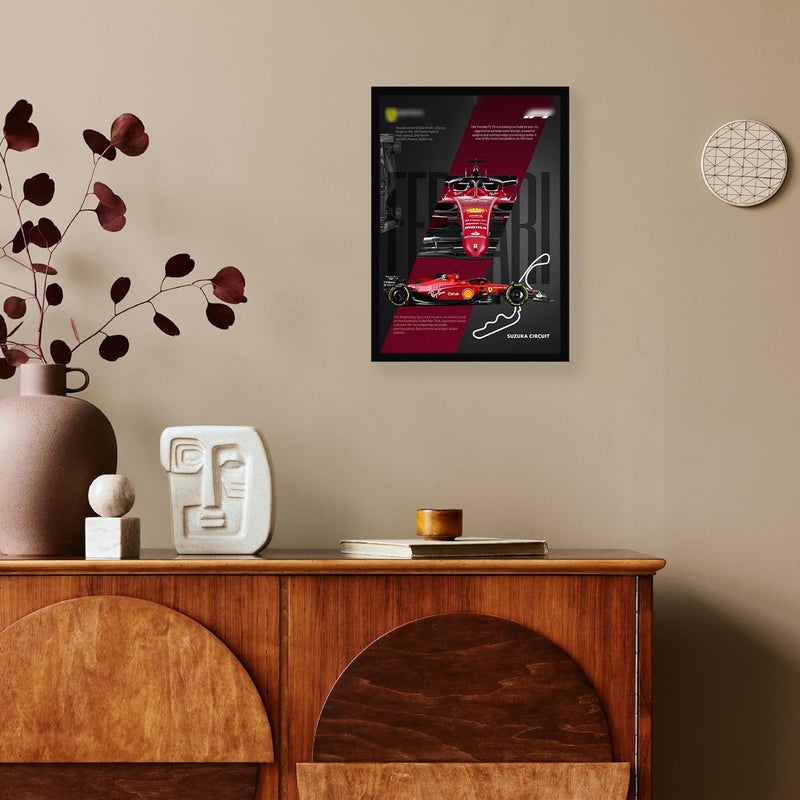 CodersParadise Ferrari F1 Racing Machine Poster Frame | Premium A4 Framed Wall Art for Bedroom, Office & Gaming Setup | Elite Motorsport Tribute Decor Featuring Suzuka Circuit Design - Image 3
