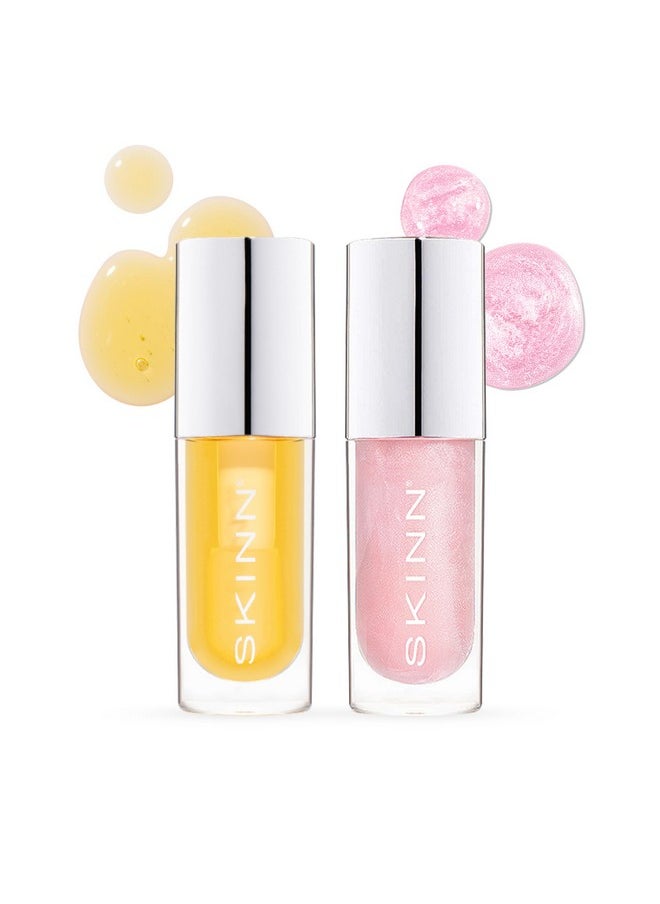 Skinn Luminous Lip Oil Bundle 2Piece (Golden & Blush) Support Collagen Production Smooth Lines & Soothe Dry Cracked Lips Improves Elasticity Texture & Luminosity Vitamin C & Manuka Honey  - Image 1