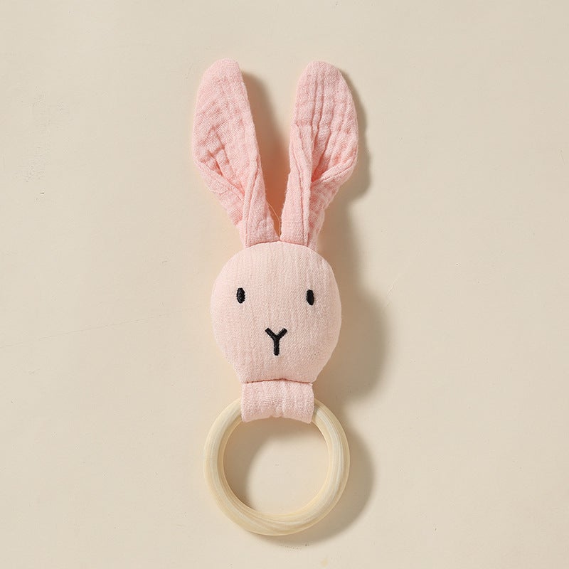 Kapok Yarn Baby Comfort Towel Doll – All-Cotton Bunny Rattle Pendant for Infants - Image 1