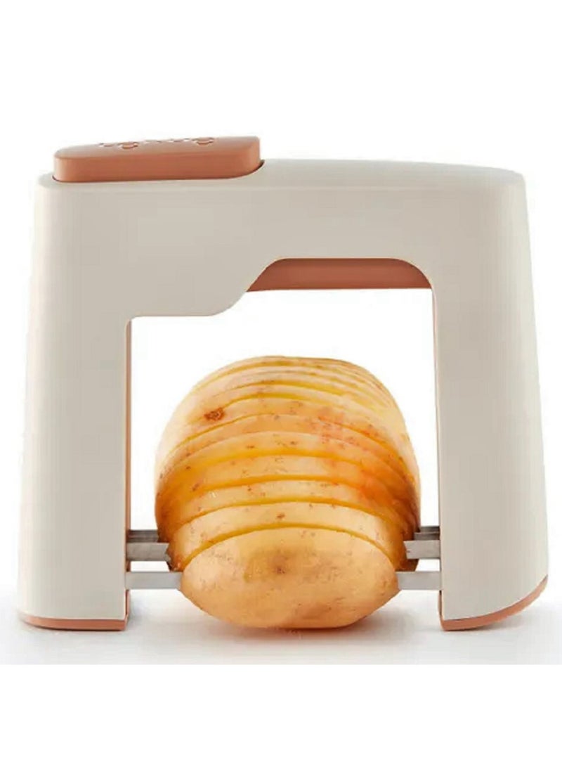 Toshionics قطاعة الخضار هاسلباك أداة المطبخ النهائية للبطاطس الذواقة تقطيع الخضار الاحترافي القشرة المقرمشة المركز الكريمي العرض الطهوي على شكل مروحة والنكهات المنعشة - Image 2