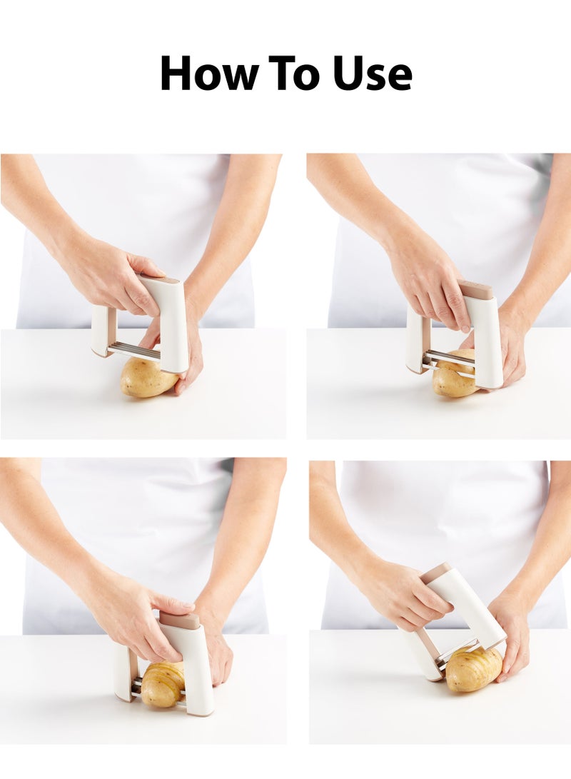 Toshionics قطاعة الخضار هاسلباك أداة المطبخ النهائية للبطاطس الذواقة تقطيع الخضار الاحترافي القشرة المقرمشة المركز الكريمي العرض الطهوي على شكل مروحة والنكهات المنعشة - Image 5