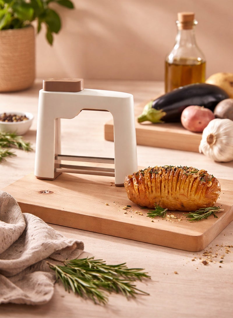 Potato Slicer Stainless Steel Manual Vegetable Cutter for French Fries Carrot Cucumber Onion, Vegetable Cutter Food Slicer, Easy to Clean, Compact and Lightweight Kitchen Tool for Dinner, Party, Picnic and Holidays - Image 2