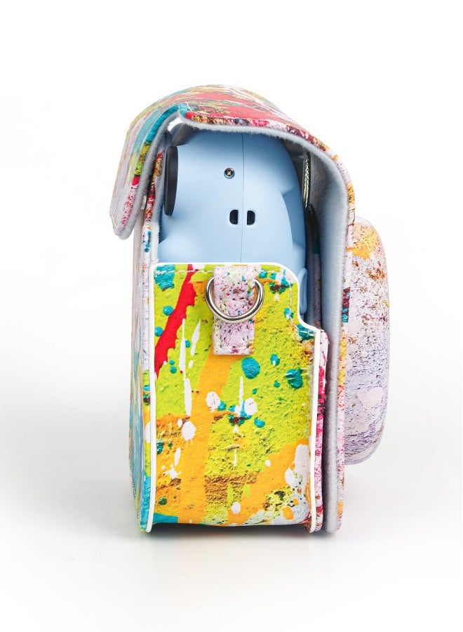 Protective Camera Case Compatible with Fuji Mini 12 Instant Camera, Amazing Colorful Instax Mini 12 Camera Case, Small PU Leather Carry Case with Adjustable Shoulder Strap - Abstract Painting  - Image 5