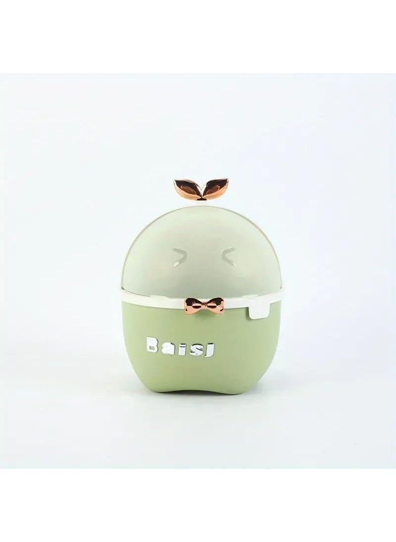 Meneflix Meneflix Chic Cartoon CreamStyle Trash Can with Quiet Close Oval Desktop Waste Basket for Home Makeup Storage  - Image 1