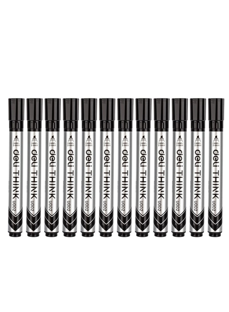 Deli Whiteboard Marker Black Chisel 12 Pieces 2-5mm Dry erase - Image 1