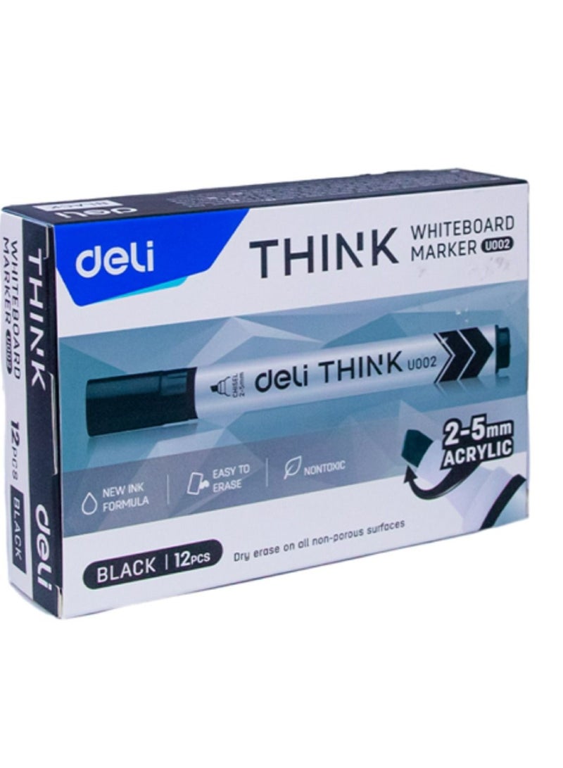 Deli Whiteboard Marker Black Chisel 12 Pieces 2-5mm Dry erase - Image 5