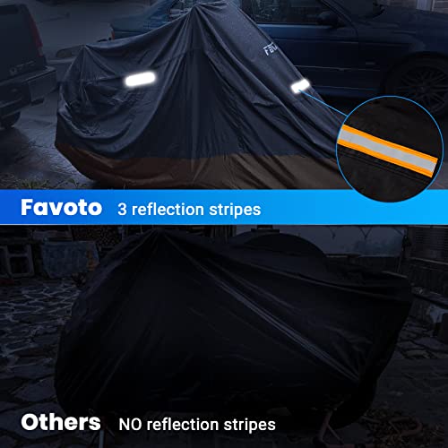 Favoto Motorcycle Cover Reflective 96.5 inches Length All Season Universal Weather Waterproof Sun Outdoor Protection with Lock-Holes & Storage Bag Motorbike Vehicle Cover - Image 4