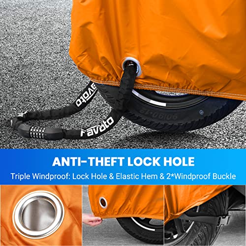 Favoto Motorcycle Cover Reflective 96.5 inches Length All Season Universal Weather Waterproof Sun Outdoor Protection with Lock-Holes & Storage Bag Motorbike Vehicle Cover - Image 5