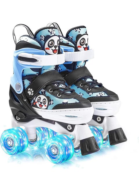 Double Row Skating Shoes Panda Design with Lighting Wheel for Beginner
