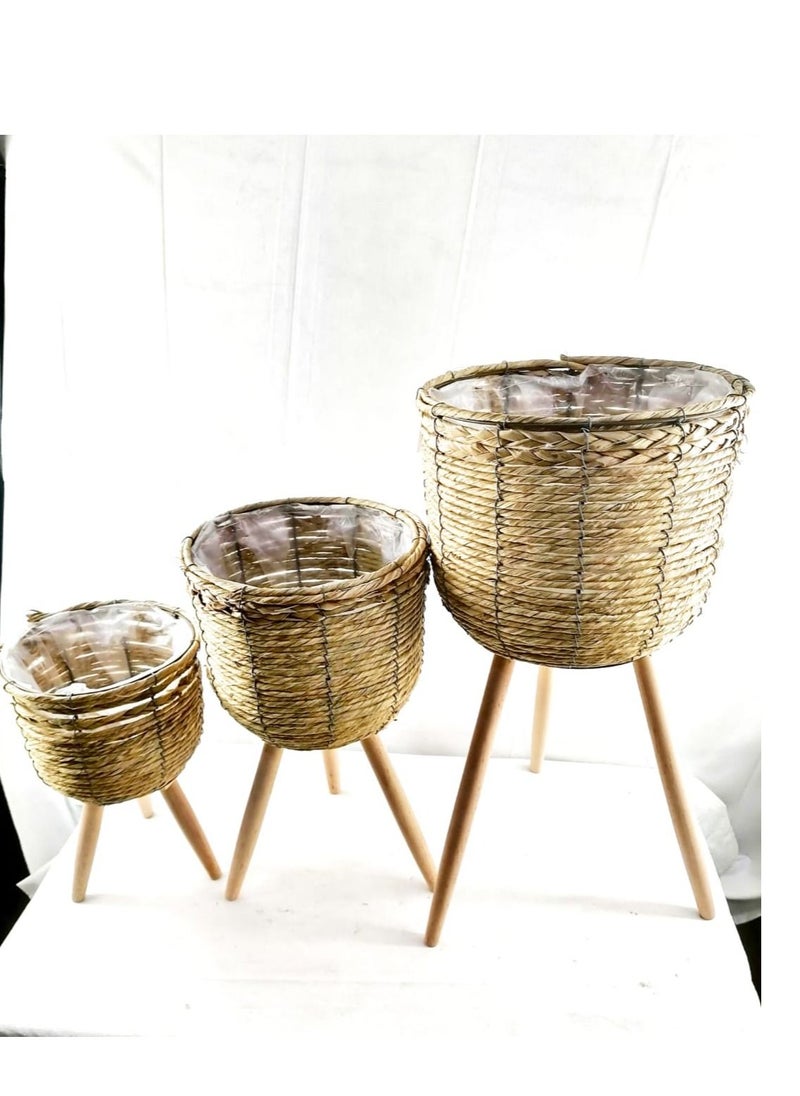 ماركة غير محددة - طقم حامل ورد وازهار خشب 3 حبة - Image 1