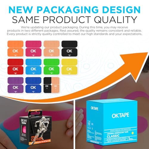 OK TAPE Kinesiology Tape 10 inches Precut, 20 Strips, Cotton Elastic Athletic Tape Latex Free, 2in x 16ft, Pink - Image 2