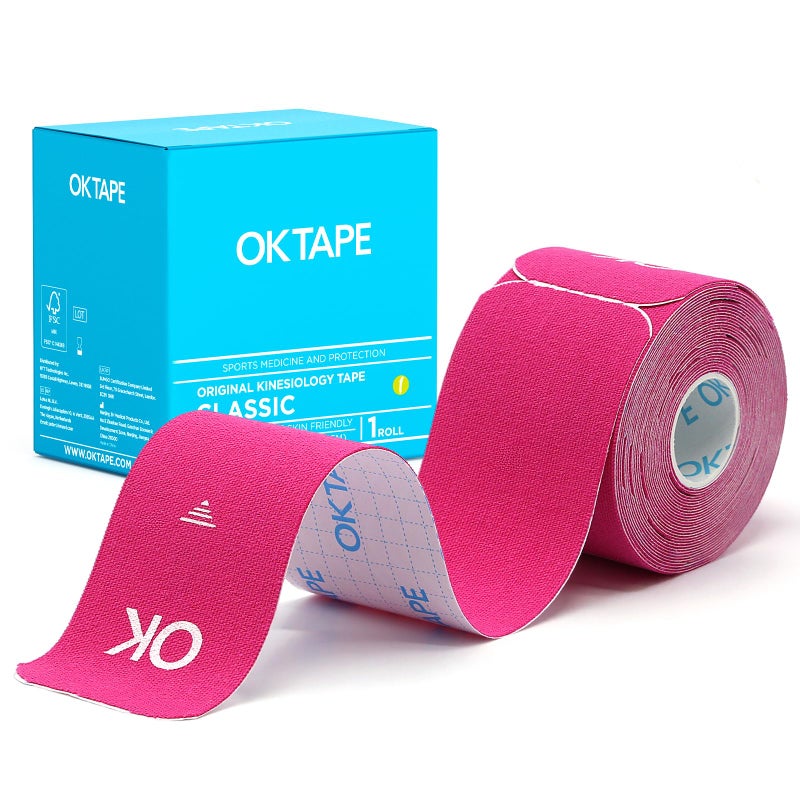 OK TAPE Kinesiology Tape 10 inches Precut, 20 Strips, Cotton Elastic Athletic Tape Latex Free, 2in x 16ft, Pink - Image 5