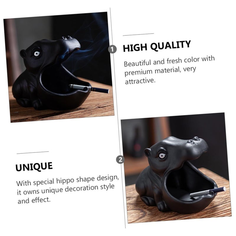 Hippo Shaped Ceramic Ashtray with Stable Base Cute Home Office Decoration - Image 3