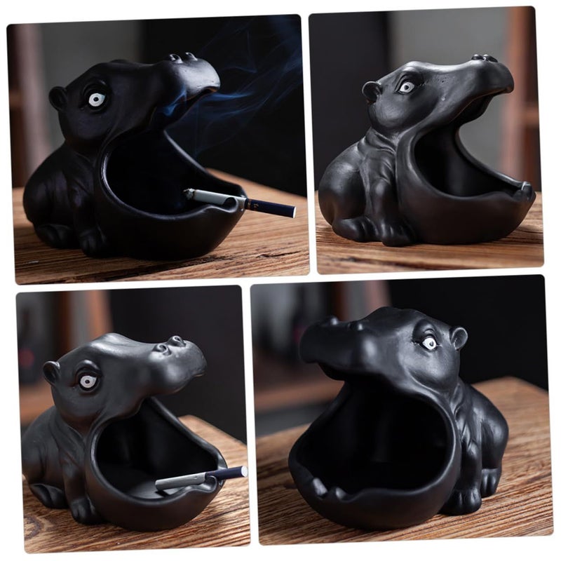 Hippo Shaped Ceramic Ashtray with Stable Base Cute Home Office Decoration - Image 4