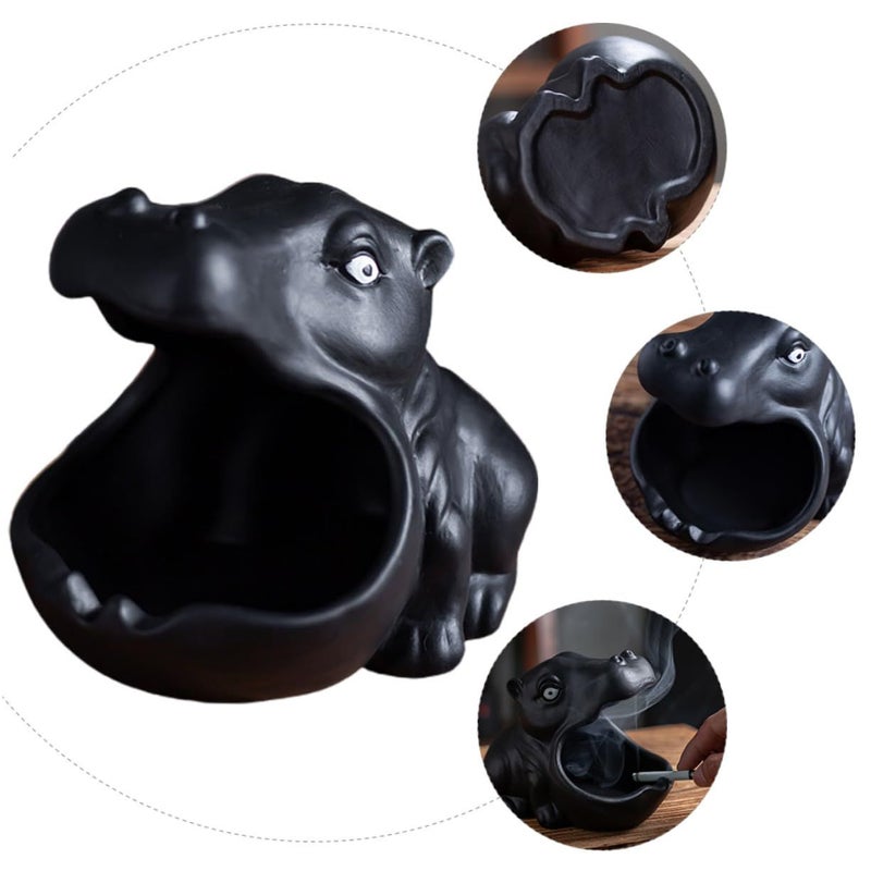 Hippo Shaped Ceramic Ashtray with Stable Base Cute Home Office Decoration - Image 5