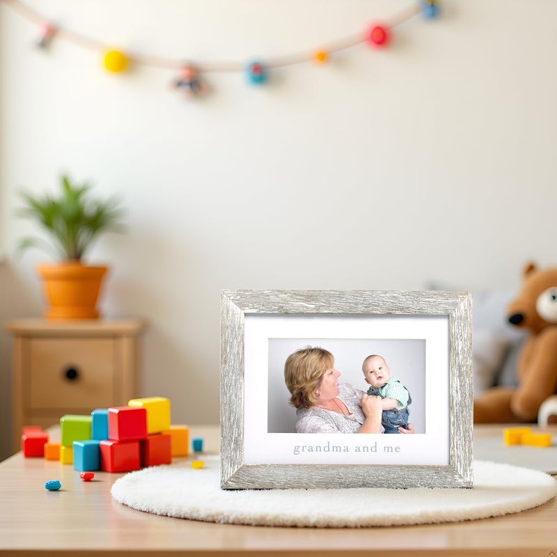 pearhead Grandma and Me Rustic Picture Frame, New Grandmother Gift from Baby, Farmhouse Nursery Decor, Tabletop or Wall Display, 4x6 Photo Insert, Distressed Wood Mother’s Day Present - Image 5