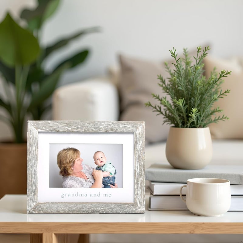 pearhead Grandma and Me Rustic Picture Frame, New Grandmother Gift from Baby, Farmhouse Nursery Decor, Tabletop or Wall Display, 4x6 Photo Insert, Distressed Wood Mother’s Day Present - Image 4