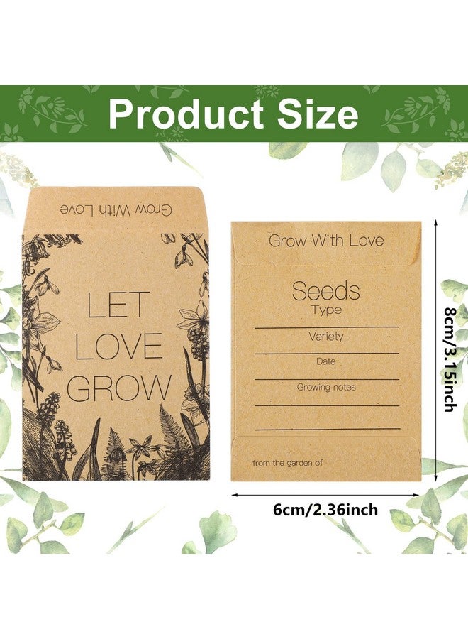 Teling 100 Pcs Let Love Grow Packets Unfilled Kraft Wedding Favors Packets Self Adhesive Rustic Seed Envelopes Small Storage Packets Retro Party Favors For Guests (Fresh Style) - Image 2