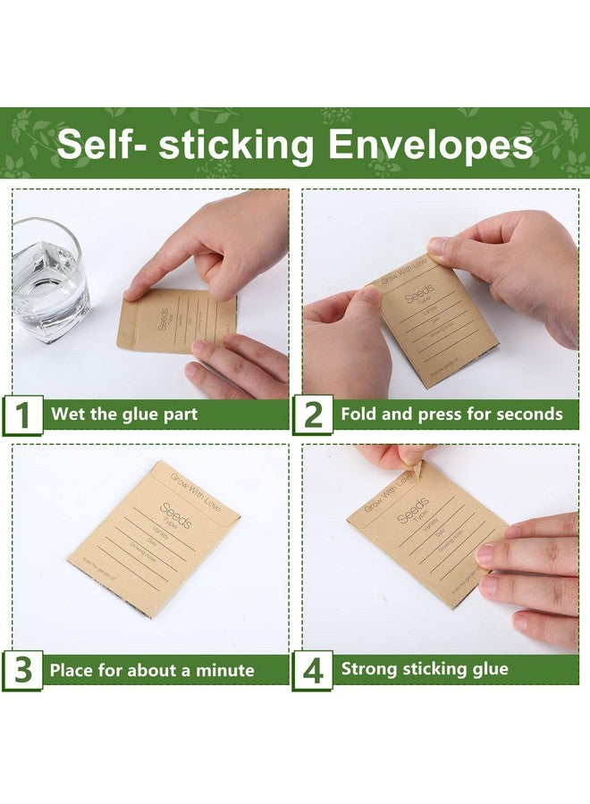 Teling 100 Pcs Let Love Grow Packets Unfilled Kraft Wedding Favors Packets Self Adhesive Rustic Seed Envelopes Small Storage Packets Retro Party Favors For Guests (Fresh Style) - Image 4