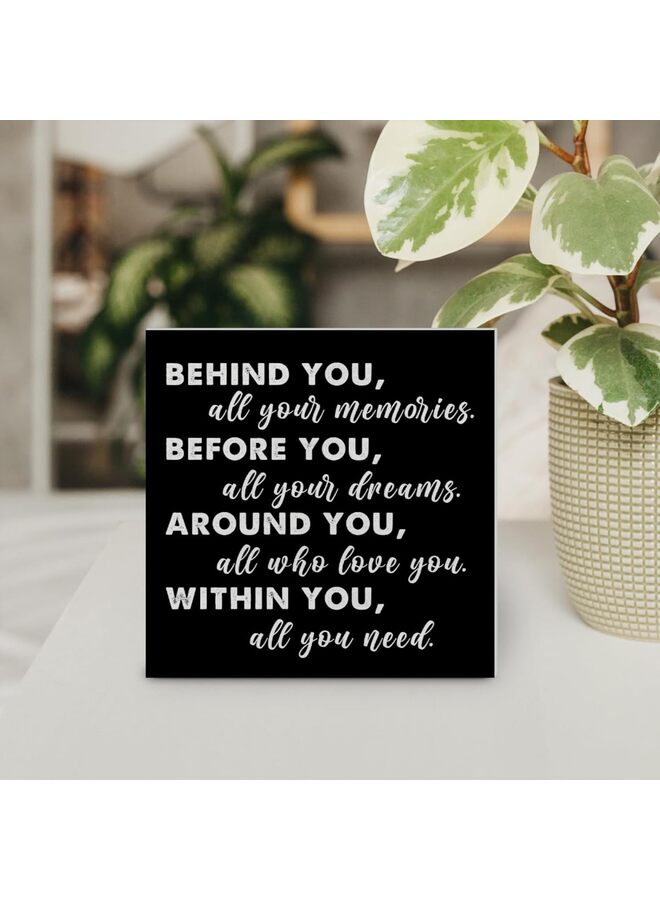 Graduation Quote Wood Box Sign Decor Desk Sign Positive Behind You All Your Memories Wooden Box Block Sign Rustic Home Shelf Wall Decoration Grad Gift - Image 2