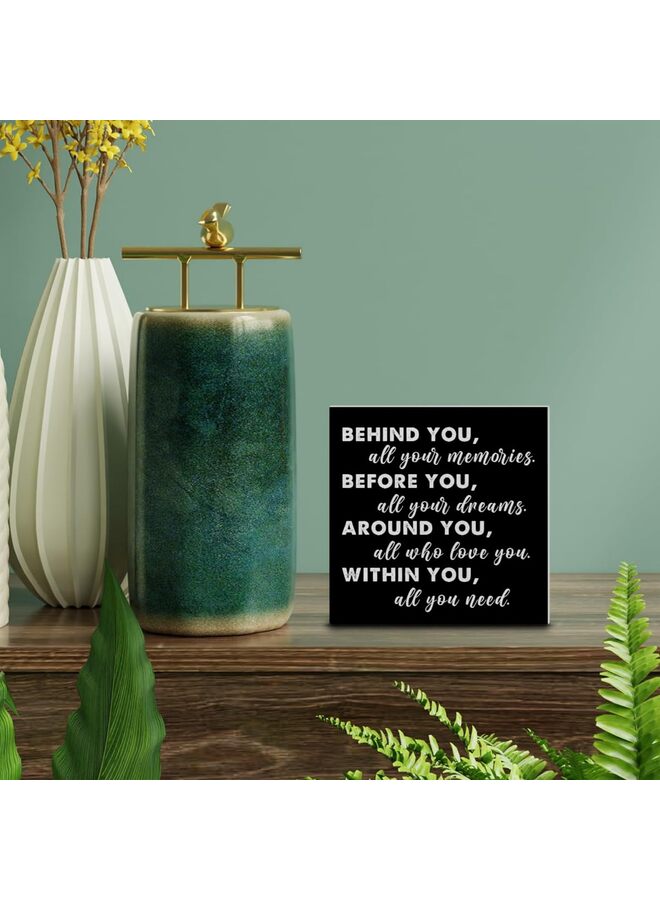 Graduation Quote Wood Box Sign Decor Desk Sign Positive Behind You All Your Memories Wooden Box Block Sign Rustic Home Shelf Wall Decoration Grad Gift - Image 4