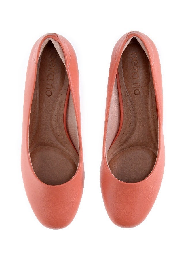 Beira Rio Beira Rio Ladies Mid Heel Shoes Orange | Made In Brazil  - Image 5