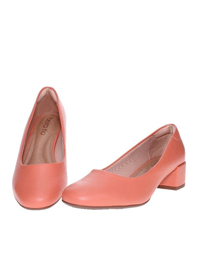 Beira Rio Beira Rio Ladies Mid Heel Shoes Orange | Made In Brazil  - Image 4