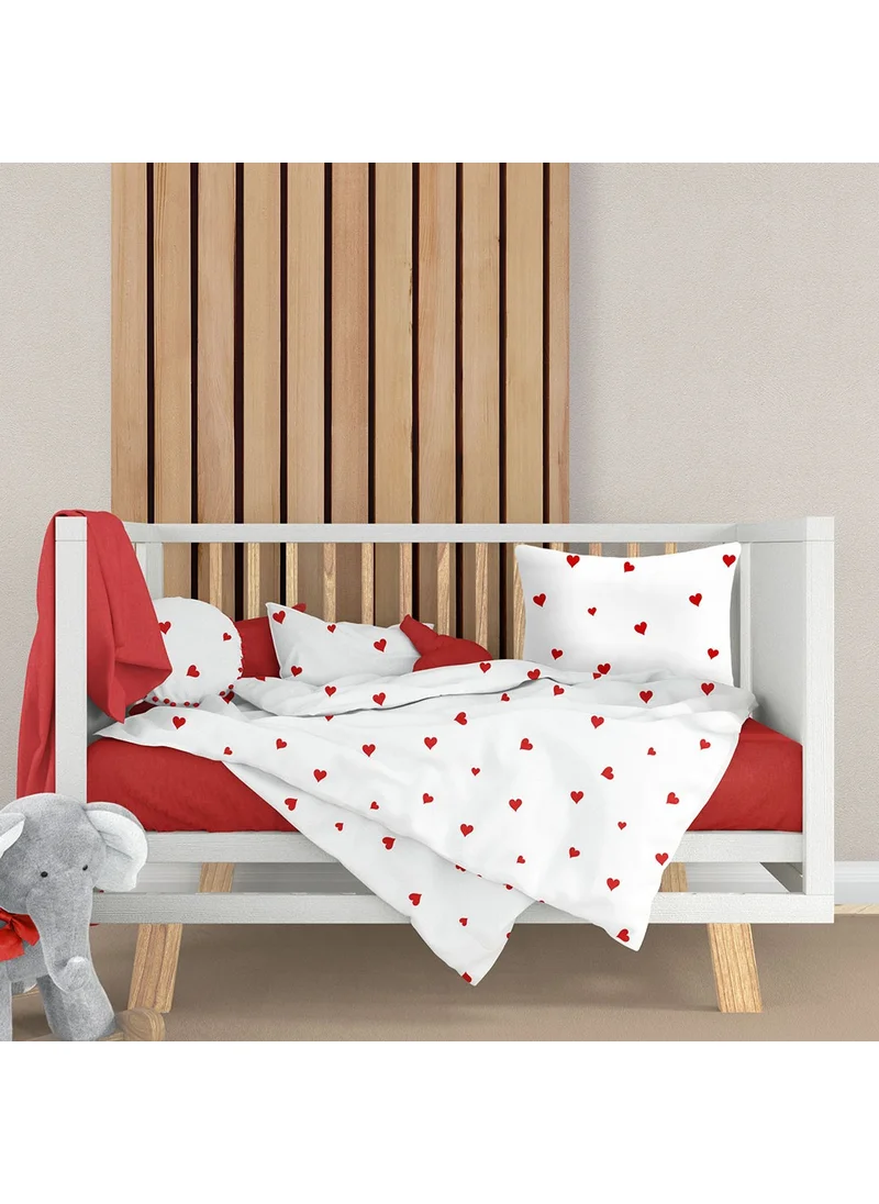 Lief Home 1st quality Red Heart Patterned Baby Duvet Cover Set from Luxury Ranforce Fabric | 100X150