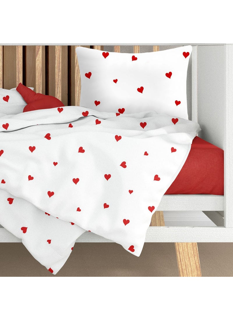 Lief Home 1st quality Red Heart Patterned Baby Duvet Cover Set from Luxury Ranforce Fabric | 100X150  - Image 2