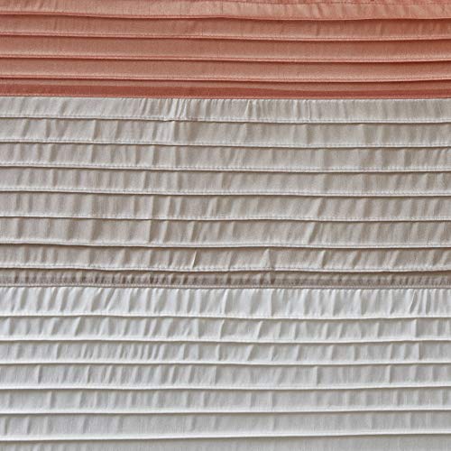 Madison Park Amherst Bathroom Shower Curtain Faux Silk Pieced Striped Modern Microfiber Bath Curtains, 72x72 Inches, Coral - Image 5