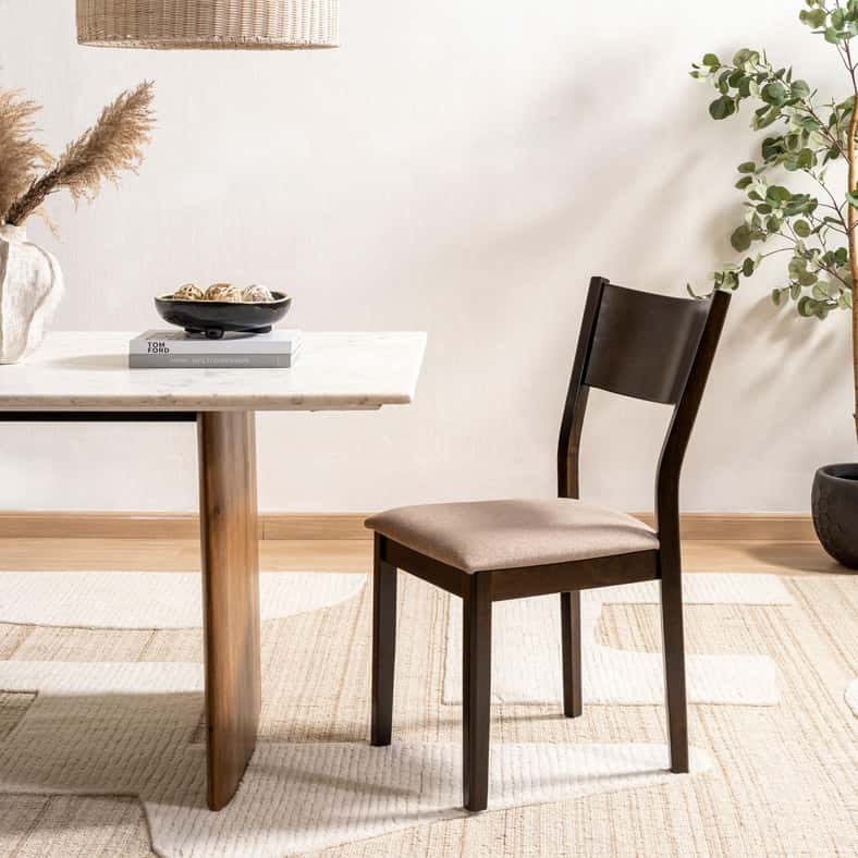 Pan Home LIAM DINING CHAIR - BEIGE DARK BROWN - Image 1