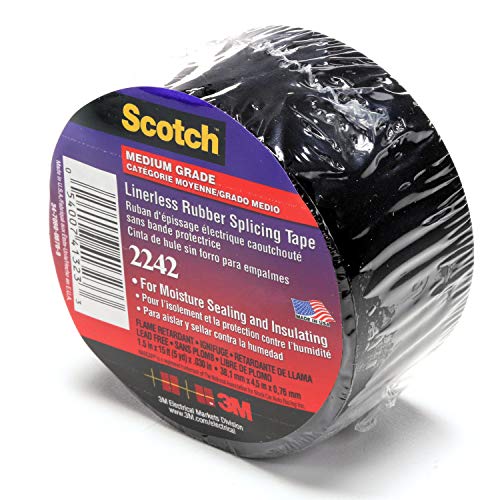 3M Linerless Electrical Rubber Tape 2242, 1-1/2 in x 15 ft, 1 in core, Black, General Purpose Self-Fusing Insulating Tape, 1 Roll - Image 2