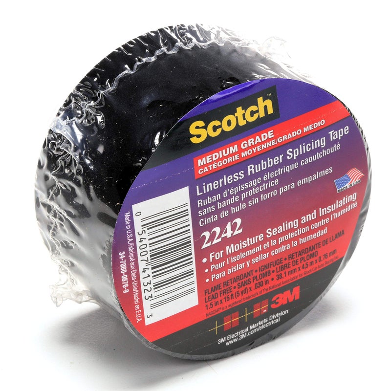 3M Linerless Electrical Rubber Tape 2242, 1-1/2 in x 15 ft, 1 in core, Black, General Purpose Self-Fusing Insulating Tape, 1 Roll - Image 5