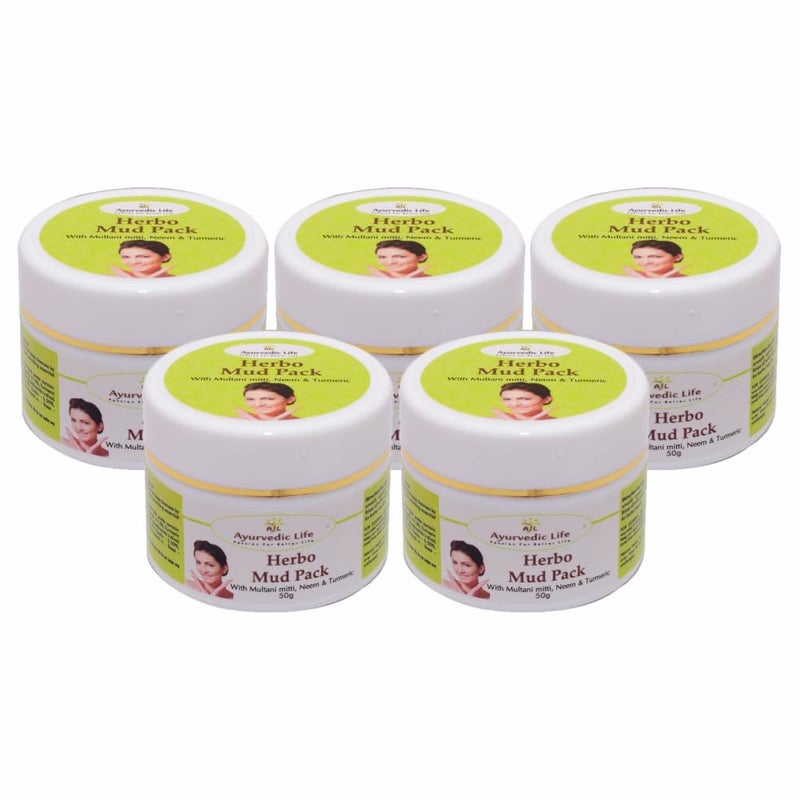 AL Ayurvedic Life Herbo Mud Pack 50g Pack of 5 - Image 1