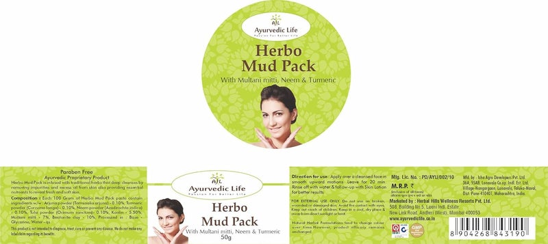 AL Ayurvedic Life Herbo Mud Pack 50g Pack of 5 - Image 2