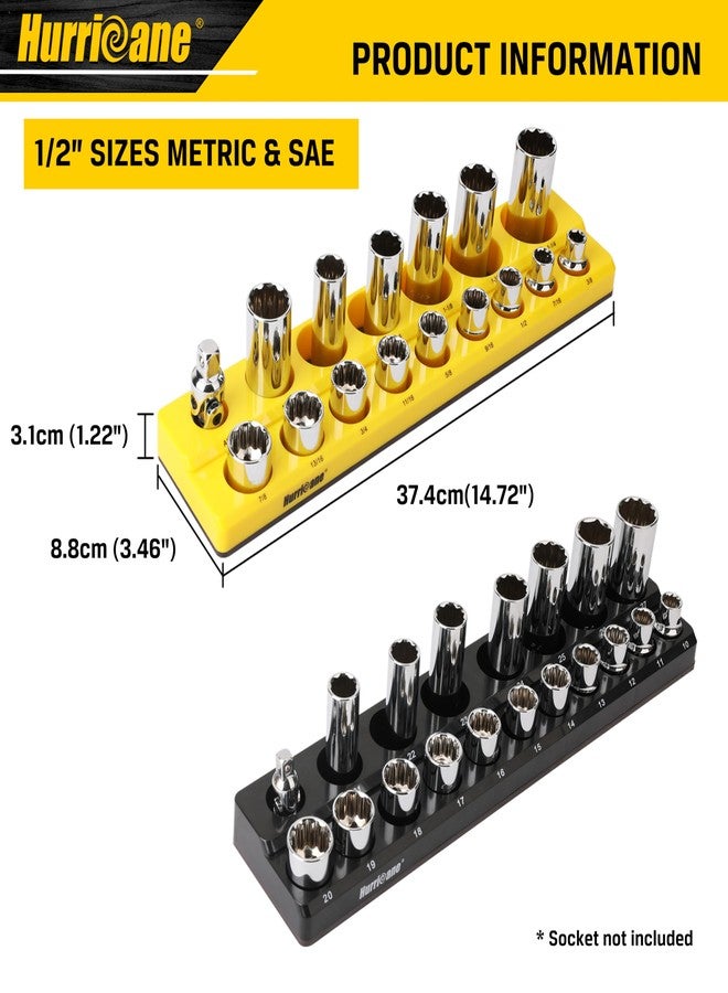 هوريكان مجموعة منظم المقبس المغناطيسي HURRICANE، مكونة من قطعتين، تتضمن حامل مقبس بمقبض 1/2 بوصة، ومقياس متري SAE - Image 3