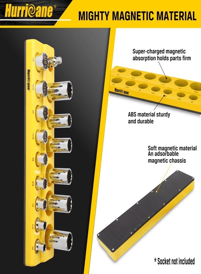 هوريكان مجموعة منظم المقبس المغناطيسي HURRICANE، مكونة من قطعتين، تتضمن حامل مقبس بمقبض 1/2 بوصة، ومقياس متري SAE - Image 4