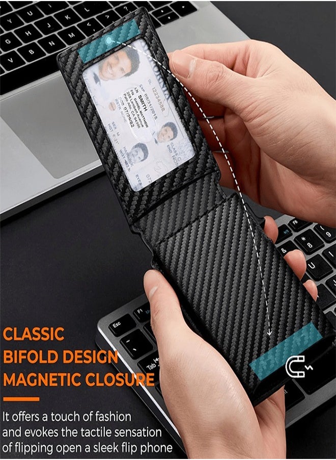 Ultra-Thin Flip Cover Rfid Wallet - Men'S Carbon Fiber Appearance Card Holder - Anti-Theft Men'S Card Holder Ultra-Fiber Carbon Fiber Multi-Function Card Holder  - Image 4