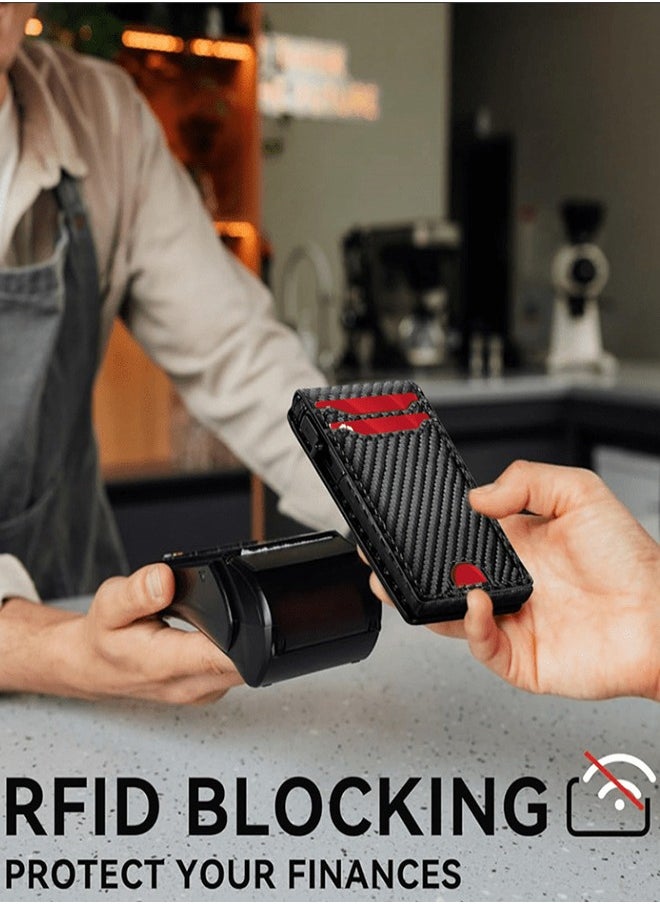 Ultra-Thin Flip Cover Rfid Wallet - Men'S Carbon Fiber Appearance Card Holder - Anti-Theft Men'S Card Holder Ultra-Fiber Carbon Fiber Multi-Function Card Holder  - Image 5