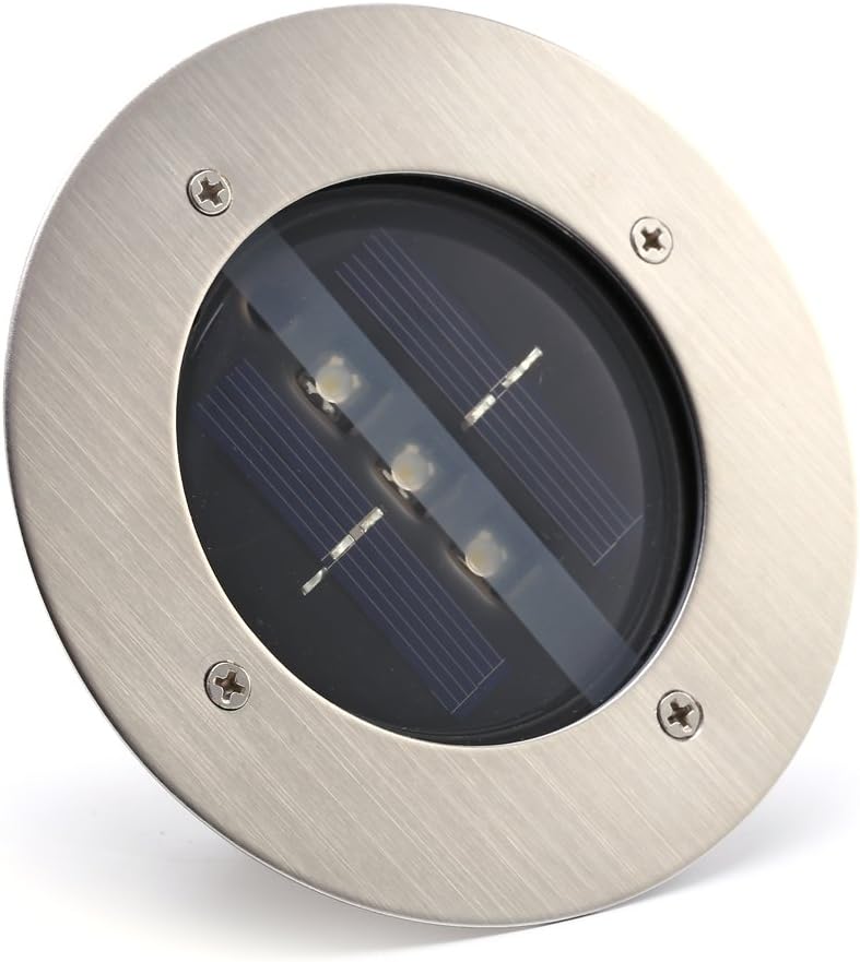 klarako Weatherproof Stainless Steel Outdoor Solar Power LED In Ground Bulbs Light Lamp Decking Buried Lamp Brick Lights Way Garden Under Ground Deck Yard Patio Landscape Decoration Step Solar Lights - Image 3