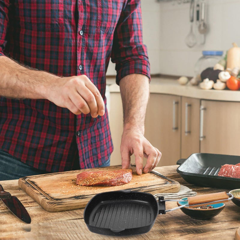 Thickened Cast Iron Non-Stick Frying Pan 20cm With Foldable Handle For Camping - Image 4
