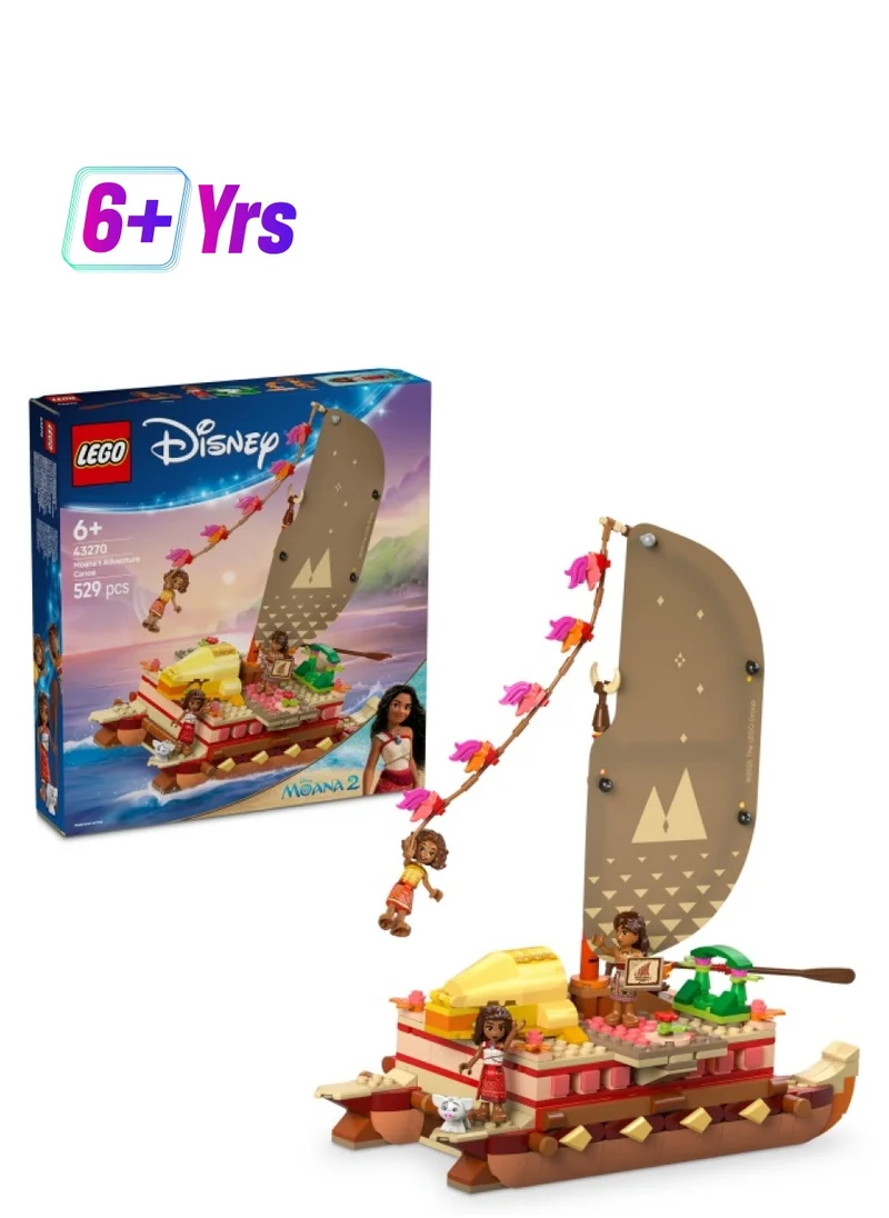 ليغو Disney Moana 2 Moana's Adventure Canoe Set - Buildable Toy boat with a Textile Sail, Removable Deck, Campfire & 3 Mini Dolls incl. Loto and Moni - Gift for 6+ Year Old Girls & Fans - 43270 (529 pieces)