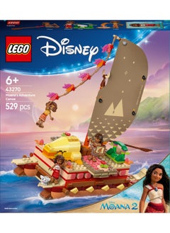 LEGO Disney Moana 2 Moana's Adventure Canoe Set - Buildable Toy boat with a Textile Sail, Removable Deck, Campfire & 3 Mini Dolls incl. Loto and Moni - Gift for 6+ Year Old Girls & Fans - 43270 (529 pieces)  - Image 2