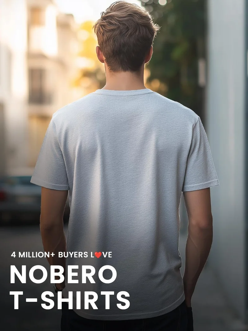 NOBERO  Grey Melange Regular Fit T-Shirt for Men for Men | Best Price UAE