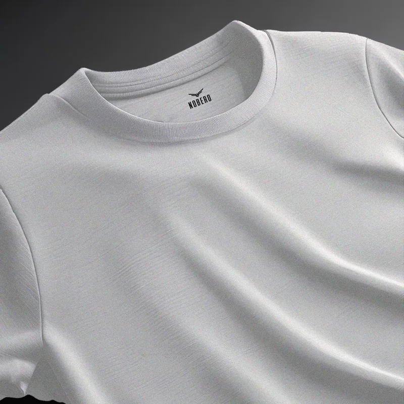 NOBERO Grey Melange Regular Fit T-Shirt for Men