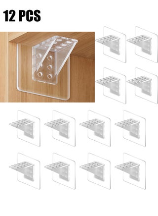 12 Pcs Large Self Adhesive Cabinet Shelf Support Non Marking Adhesive Layer Plate Holder Punch Free Transparent Shelf Pegs for Shelves Brackets Holders for Cupboard Bookshelf Closet Furniture 7*7CM - pzsku/ZEFB2E0E7CF72101C5224Z/45/_/1725949874/2e2bee2e-b5a8-4241-b4bc-49f36db8ca61