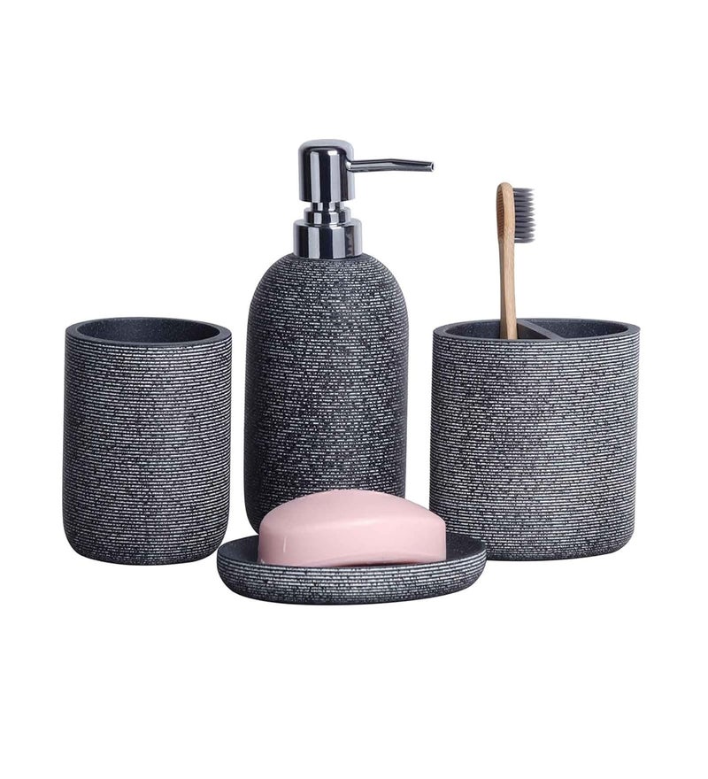 Obsessions Obsessions Polyresin 4 Pcs Bathroom Set_Charcoal  - Image 2