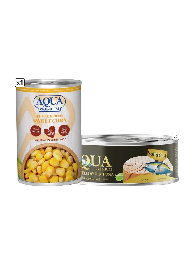 أكوا بريميوم ذرة حلوة أكوا بريميوم، 400 جرام – 100% طبيعية، جاهزة للأكل، بدون مواد حافظة، حبوب مقرمشة وعصيرية، مثالية للسلطات والأطباق الجانبية والطهي، غير معدلة وراثياً، صديقة للنباتيين و تونة أكوا بريميوم من الدرجة الأولى قطعة واحدة - 185 جرام حزمة - Image 1