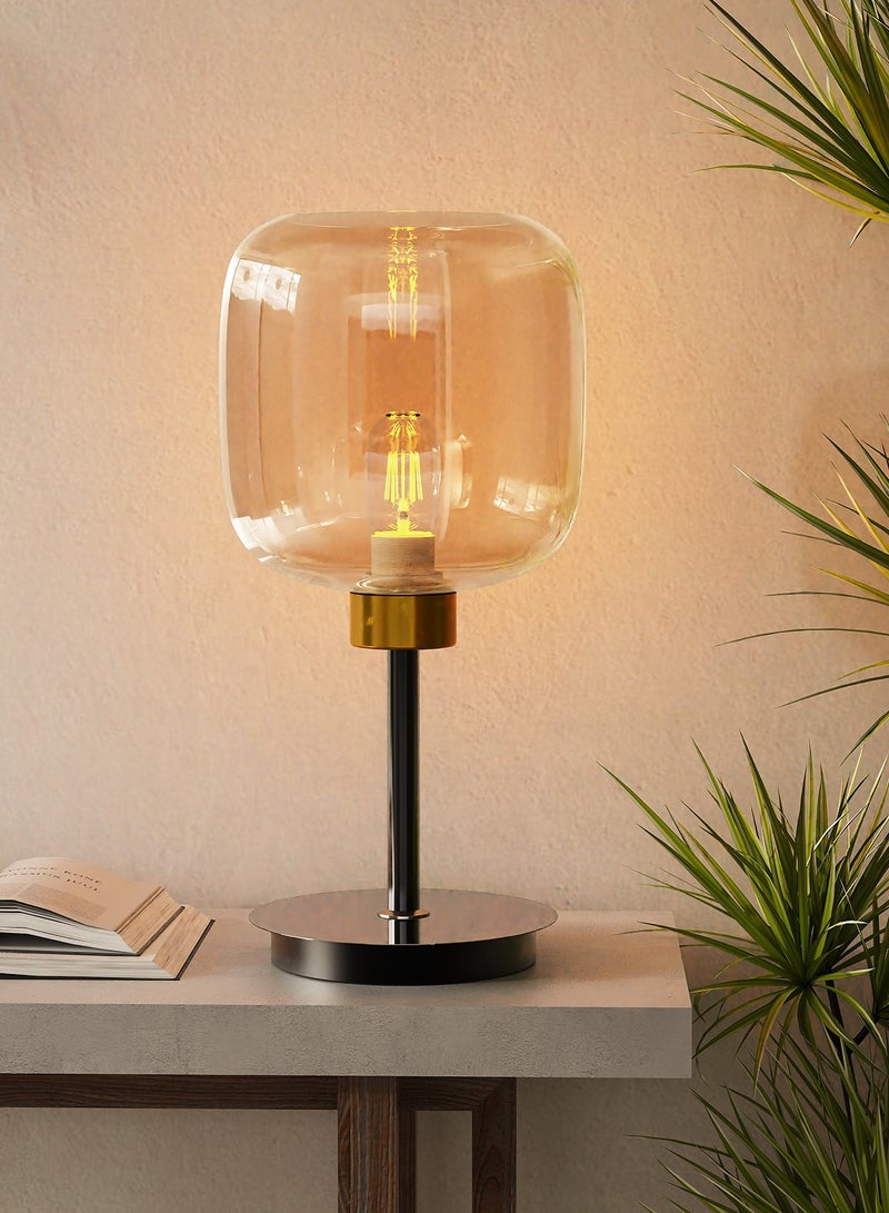 ويسفور مصباح طاولة أنيق مع غطاء زجاجي كهرماني، مصباح بجانب السرير 3000 كلفن، مصباح طاولة ليلية لغرفة النوم، غرفة المعيشة، لمبة 5 وات متضمنة - Image 3