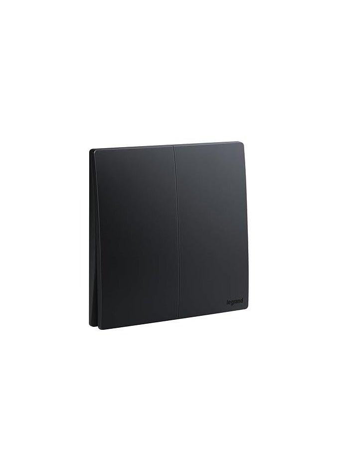 Legrand Mallia Senses - 2 gang 2 way switch 16AX - Matt Black - Image 1